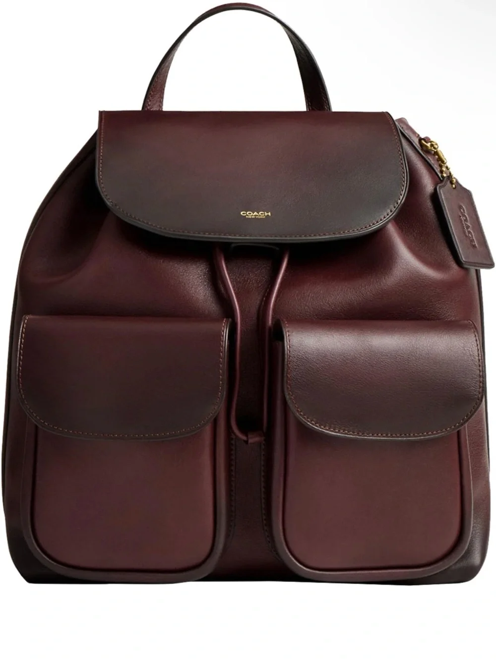 Coach Crosby Leather Backpack in Deep brown with Gold Accents